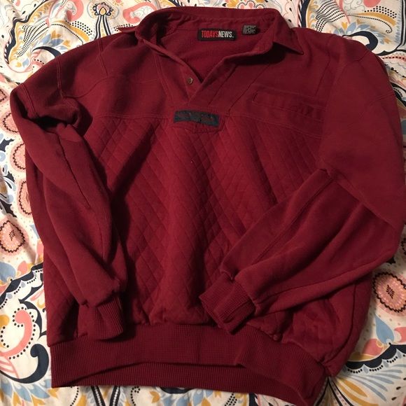 todays news Tops - THRIFT - Maroon quilted Long Sleeve